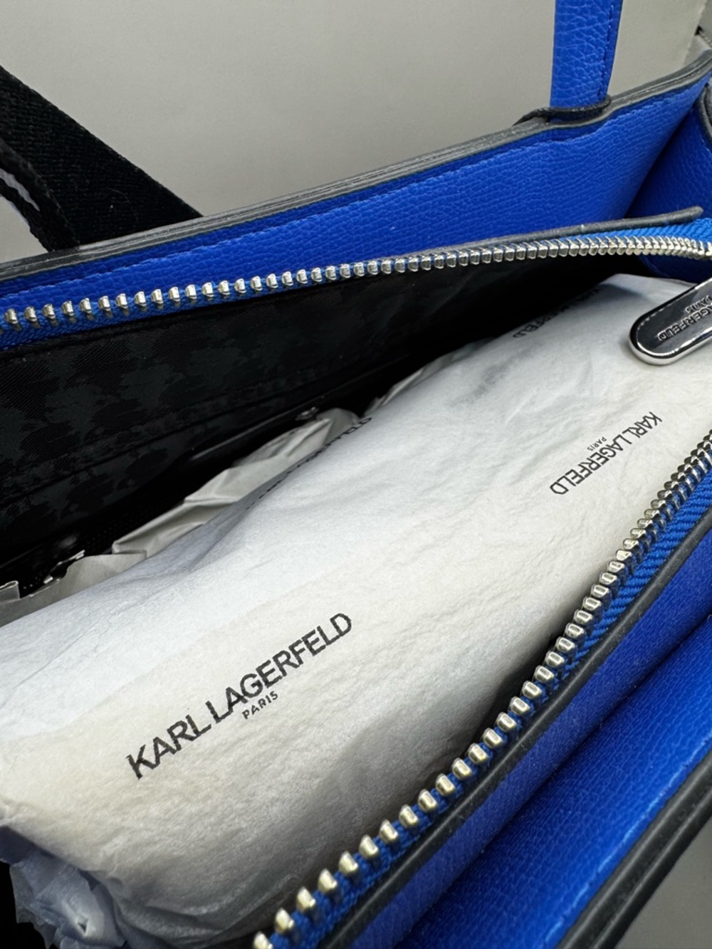 Karl Lagerfeld Royal Blue Leather Satchel with Character Patches - Picture 9 of 10